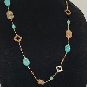 Premier Designs Blue and Brown Necklace